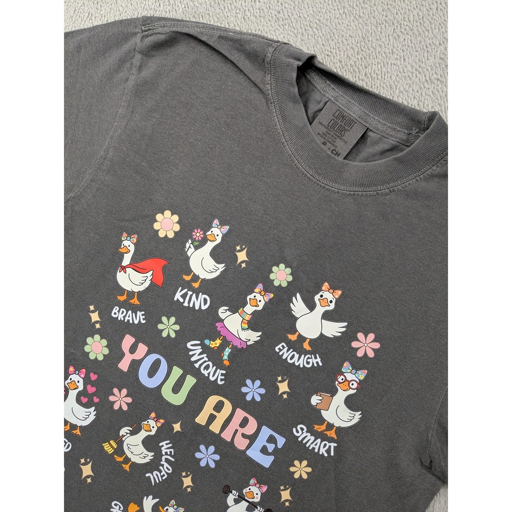 Comfort Colors You Are Motivational Duck Graphic T-Shirt Gray Small Cotton Tee